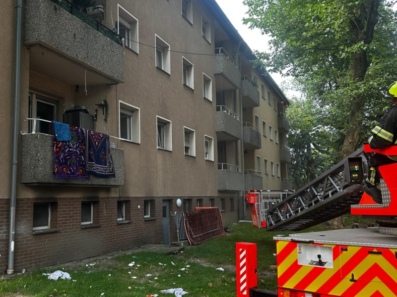 FW Bergheim: Feuerwehr rettet mehrere Personen bei Kellerbrand in Bergheim Sieben Personen über Leitern aus Mehrfamilienhaus gerettet - Feuerwehr brachte Brand schnell unter Kontrolle - Foto: presseportal.de