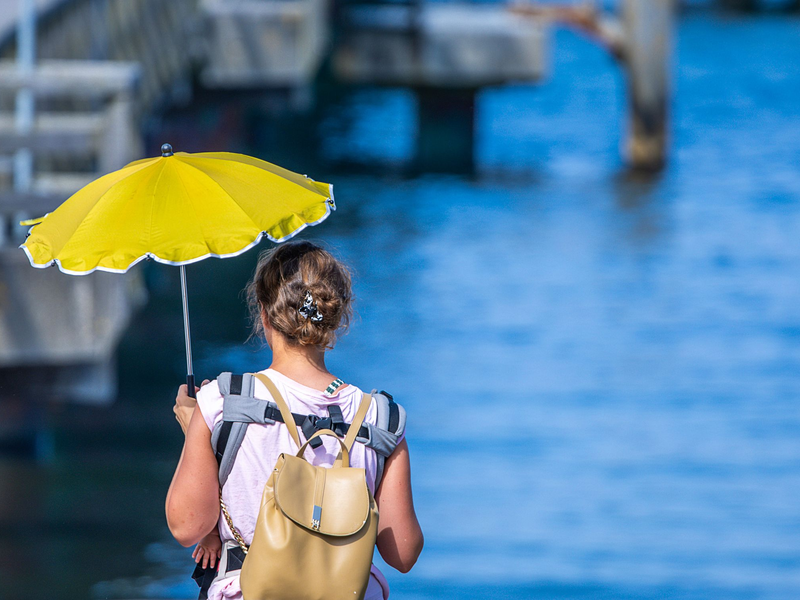 Manche helfen sich mit Sonnenschirmen.  - Foto: Jens Büttner/dpa