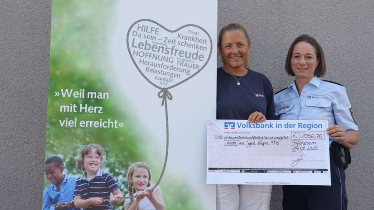 POL-Pforzheim: (PF/FDS) Freudenstadt - Polizeipräsidium Pforzheim spendet für den Kinder-, Jugend- und Familienhospizdienst im Landkreis Freudenstadt - Foto: presseportal.de