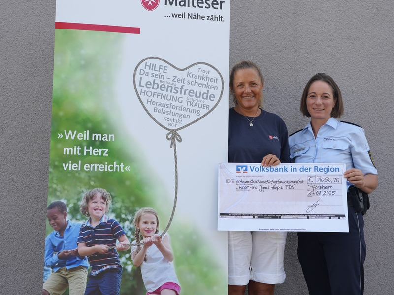 POL-Pforzheim: (PF/FDS) Freudenstadt - Polizeipräsidium Pforzheim spendet für den Kinder-, Jugend- und Familienhospizdienst im Landkreis Freudenstadt - Foto: presseportal.de