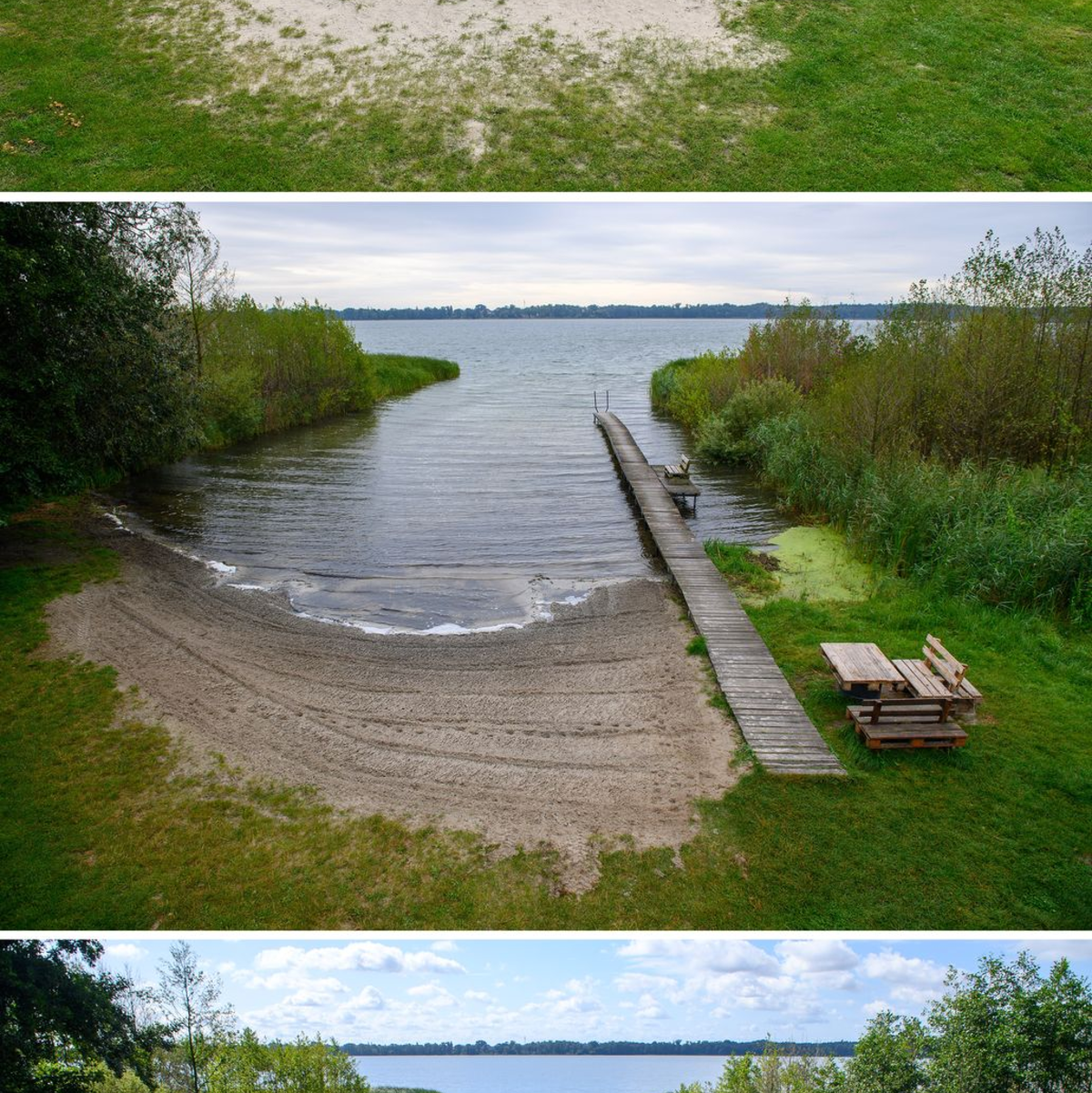 Eine Stelle zum Wassertreten am Arendsee lag 2023 im Trockenen. 2024 und 2025 sah es im August an dieser Stelle anders aus. - Foto: Klaus-Dietmar Gabbert/dpa