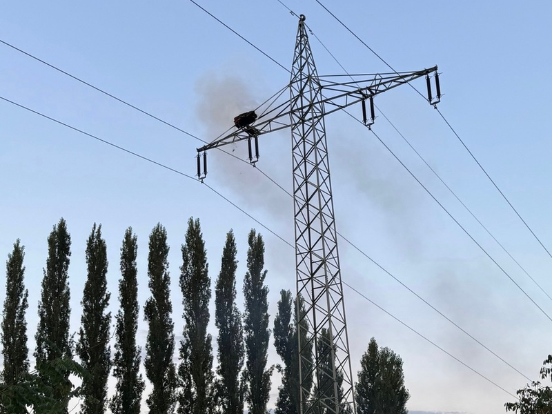 FW-OG: Leeres Storchennest brennt auf Hochspannungsmast - Foto: presseportal.de