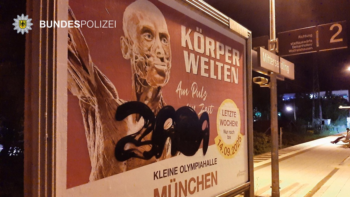 Bundespolizeidirektion München: Graffiti-Täter gefasst Diensthund half beim Aufspüren - Foto: presseportal.de