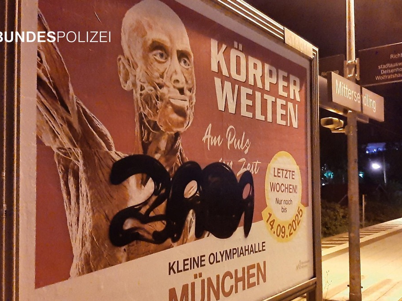 Bundespolizeidirektion München: Graffiti-Täter gefasst Diensthund half beim Aufspüren - Foto: presseportal.de