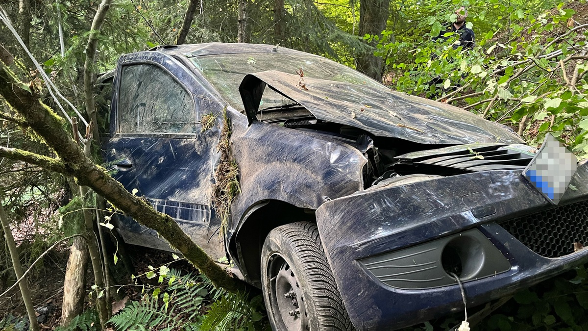 POL-GM: 64-Jähriger landet mit Auto im Dickicht - Foto: presseportal.de