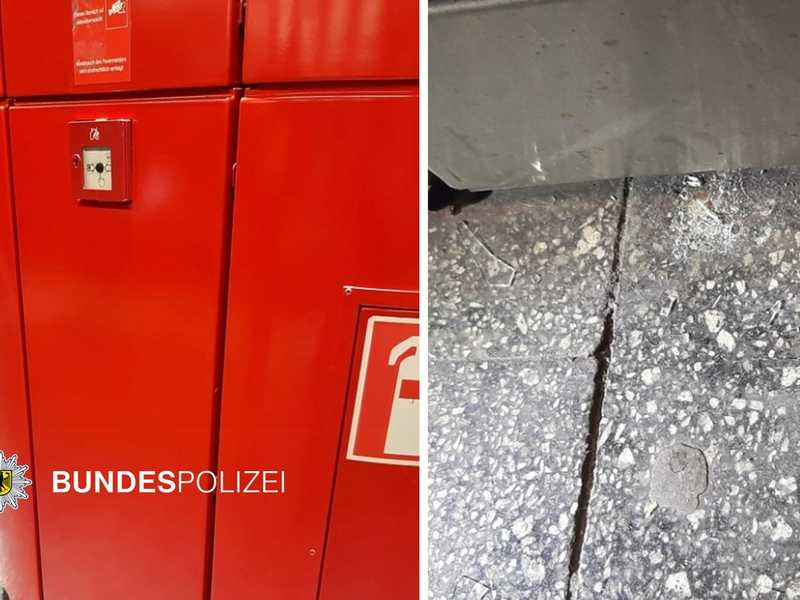 Bundespolizeidirektion München: Missbrauch von Nothilfeeinrichtungen Feuermelder nicht zum Flaschenöffnen da! - Foto: presseportal.de