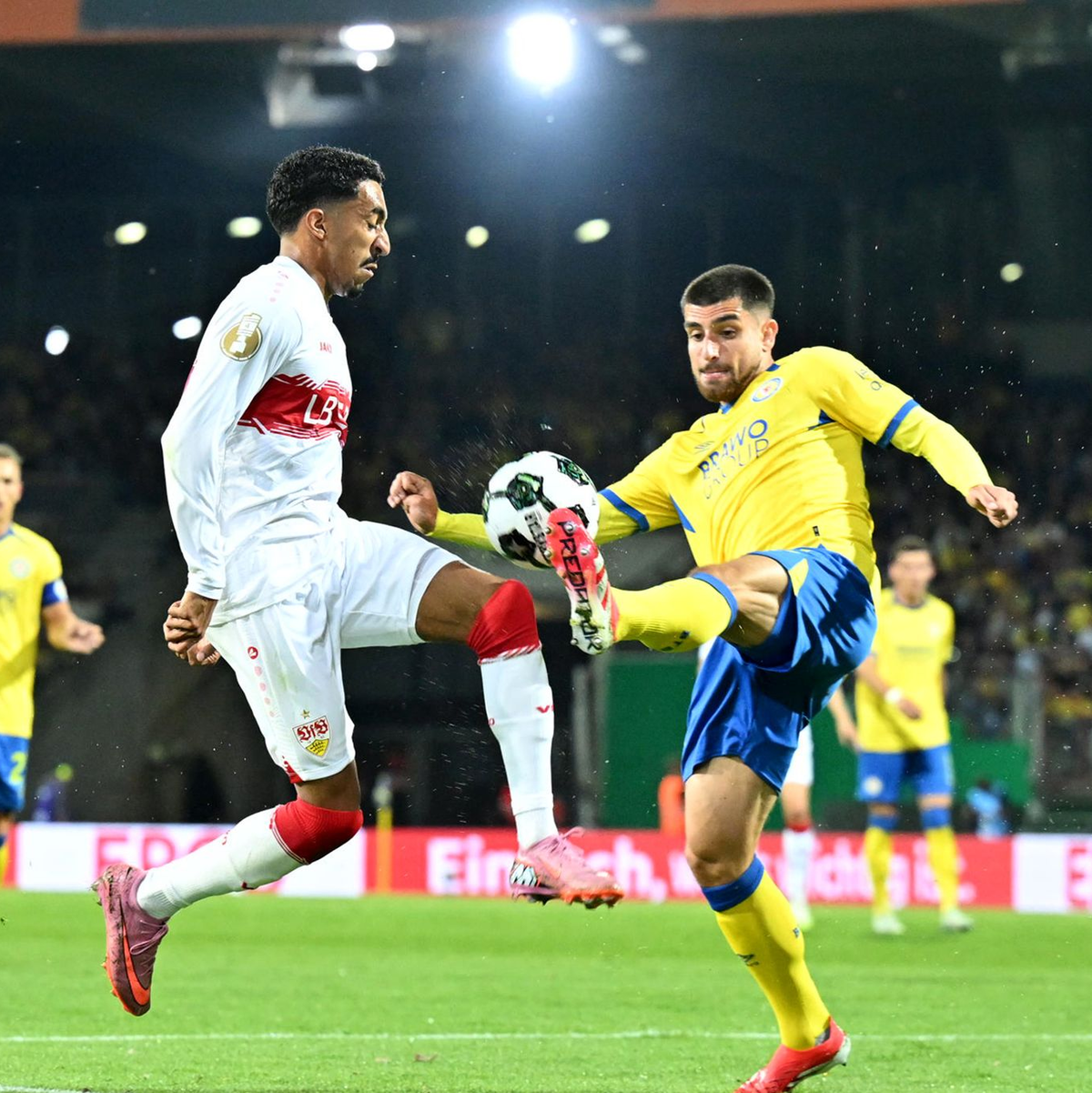 Künftig nicht mehr Seite an Seite: Nick Woltemade und VfB-Coach Sebastian Hoeneß. - Foto: Swen Pförtner/dpa