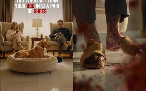 PETA schockiert mit blutigem KI-Video: Der geliebte Hund wird für Lederschuhe in Stücke gerissen - Foto: presseportal.de