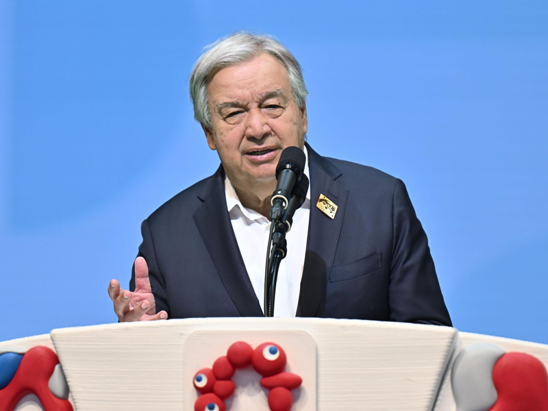 Guterres ist über den russischen Angriff auf Kiew erbost. (Archivbild) - Foto: --/kyodo/dpa