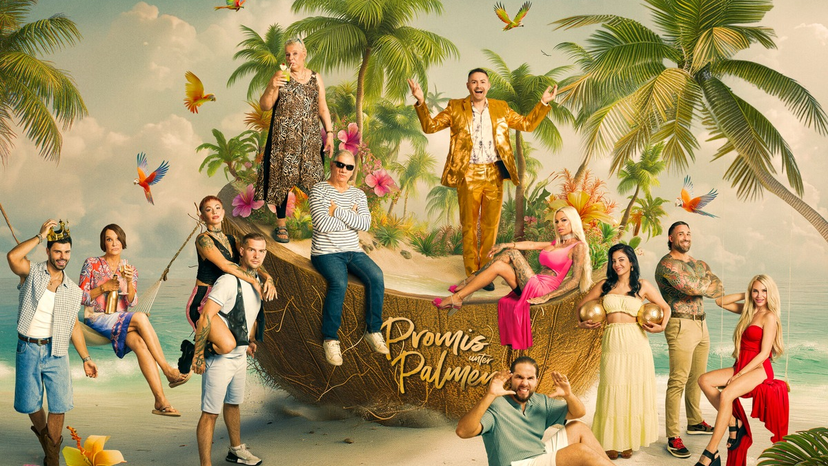 Martin Angelo Anoushka Renzi Edith Stehfest Eric Stehfest Silvia Wollny Claude-Oliver Rudolph Menderez Gina-Lisa Lohfink Dilara Kruse Kevin Wolter Franziska Temme Promis unter Palmen - Foto: Joyn/Gerhard Merzeder, presseportal.de