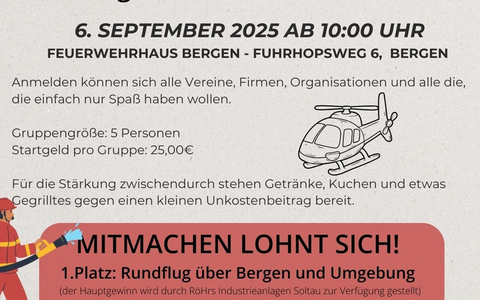 FFW Bergen: Tag der offenen Tür und Spiel ohne Grenzen bei der Ortsfeuerwehr Bergen - Foto: presseportal.de FFW Bergen: Tag der offenen Tür und Spiel ohne Grenzen bei der Ortsfeuerwehr Bergen - Foto: presseportal.de