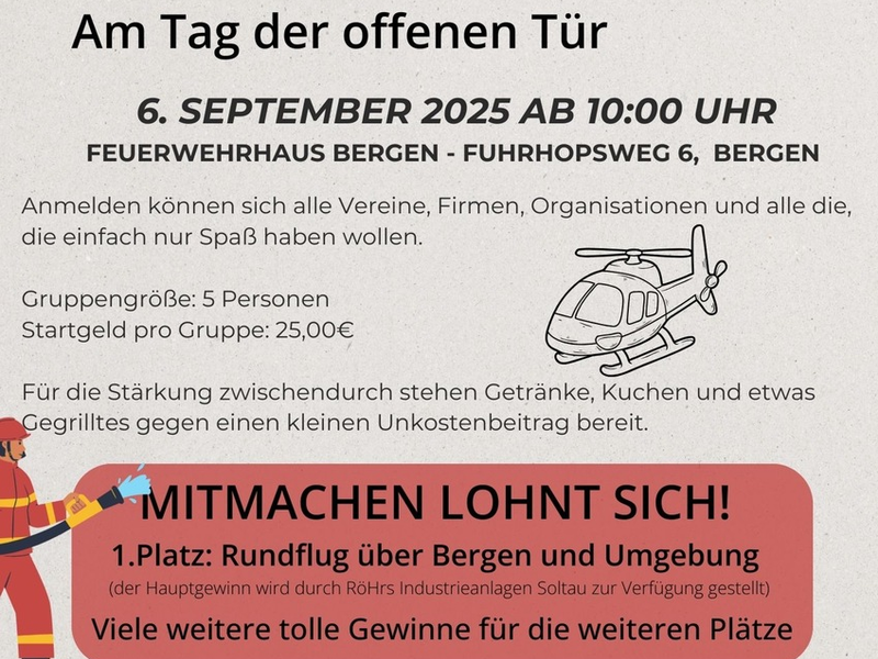 FFW Bergen: Tag der offenen Tür und Spiel ohne Grenzen bei der Ortsfeuerwehr Bergen - Foto: presseportal.de