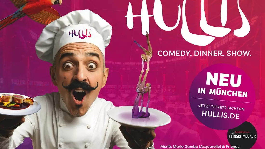 Pures Vergnügen - HULLIS - Comedy. Dinner. Show. NEU auf dem Messegelände München-Ost / Lachen als Hauptgang: Artistik, Kulinarik & Magie in einer neuen Erlebniswelt - Bild: presseportal.de