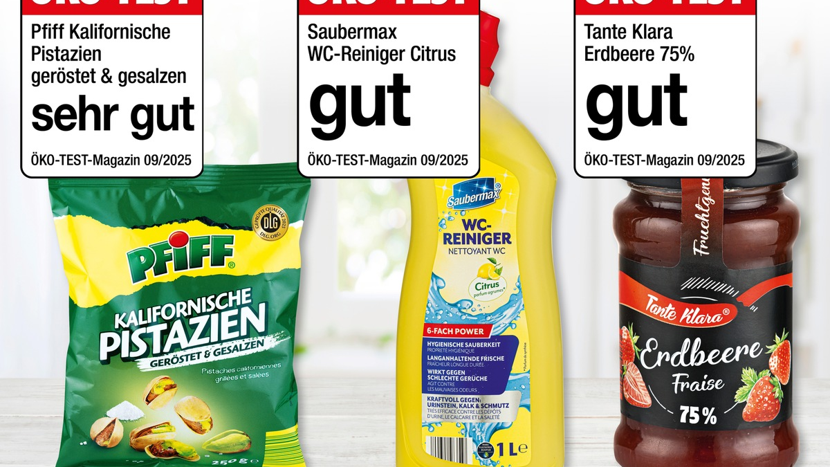 ÖKO-TEST zeichnet Erdbeer-Konfitüre, Pistazien und WC-Reiniger von NORMA mit Top-Noten aus / Einmal 
