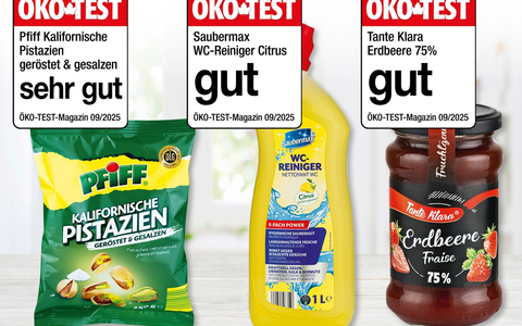 ÖKO-TEST zeichnet Erdbeer-Konfitüre, Pistazien und WC-Reiniger von NORMA mit Top-Noten aus / Einmal sehr gut, zweimal gut im September 2025 - Foto: presseportal.de