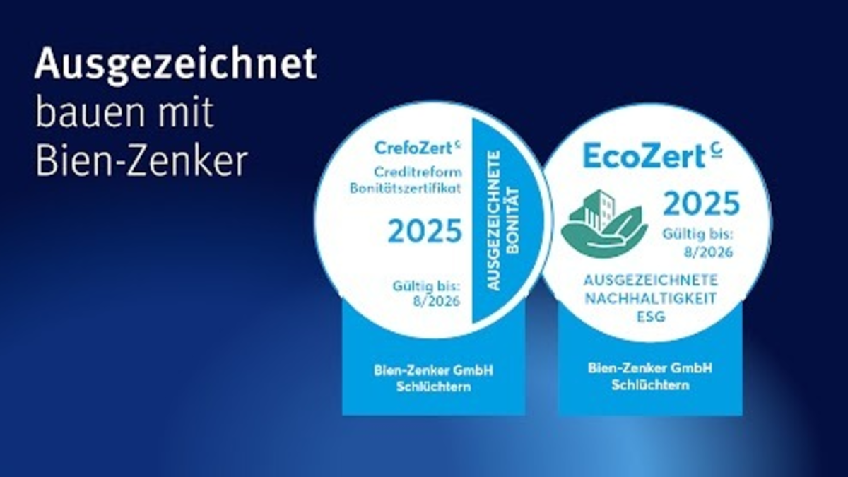 Bien-Zenker bestätigt doppelte Stärke: CrefoZert und EcoZert auch 2025 verliehen - Foto: presseportal.de
