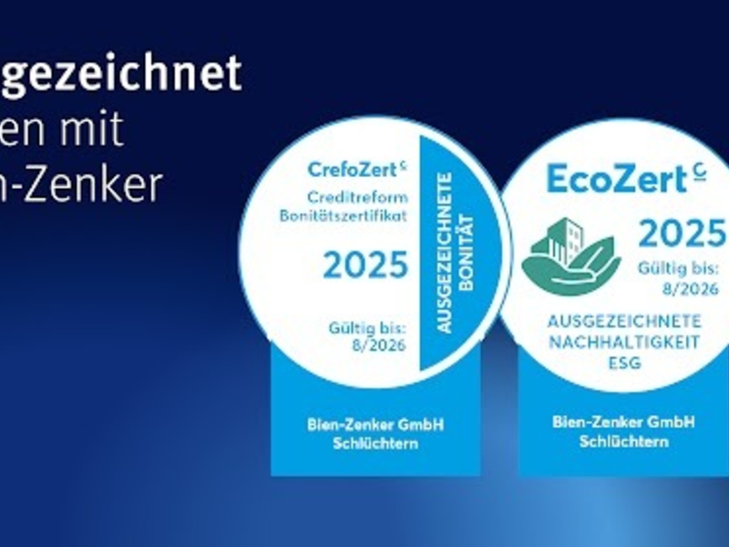 Bien-Zenker bestätigt doppelte Stärke: CrefoZert und EcoZert auch 2025 verliehen - Foto: presseportal.de