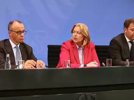 Merz, Bas und Klingbeil am 03.09.2025 - Foto: über dts Nachrichtenagentur
