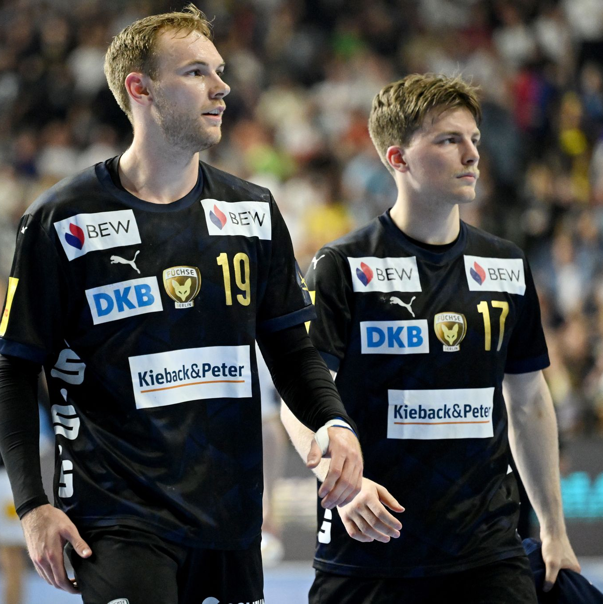Gemeinsam zum nächsten Titel? Berlin Mathias Gidsel und Nils Lichtlein. (Archivbild) - Foto: Marius Becker/dpa