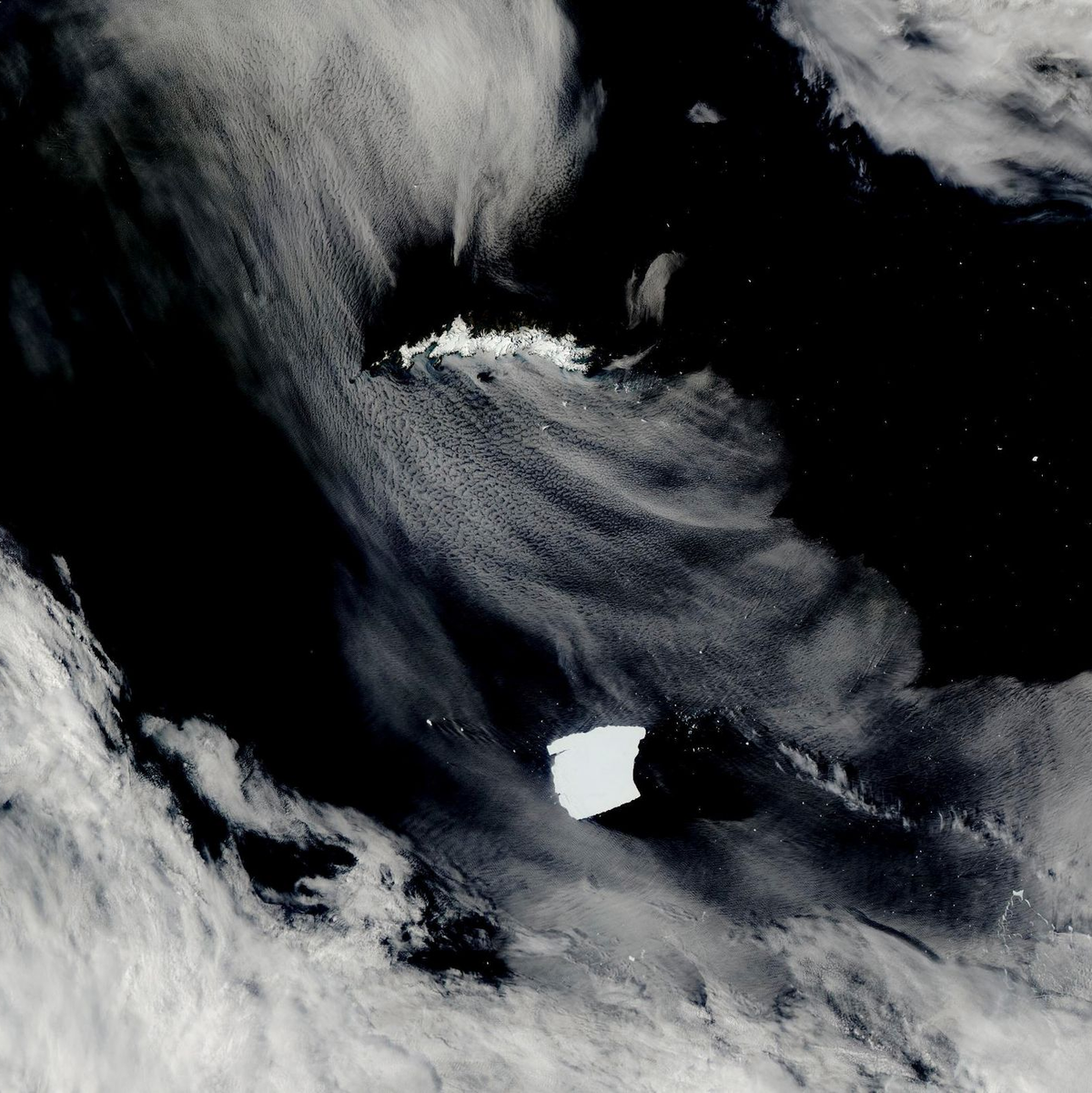 A23a Anfang des Jahres, als er auf die Insel Südgeorgien zusteuerte. - Foto: Uncredited/NASA Worldview/AP/dpa