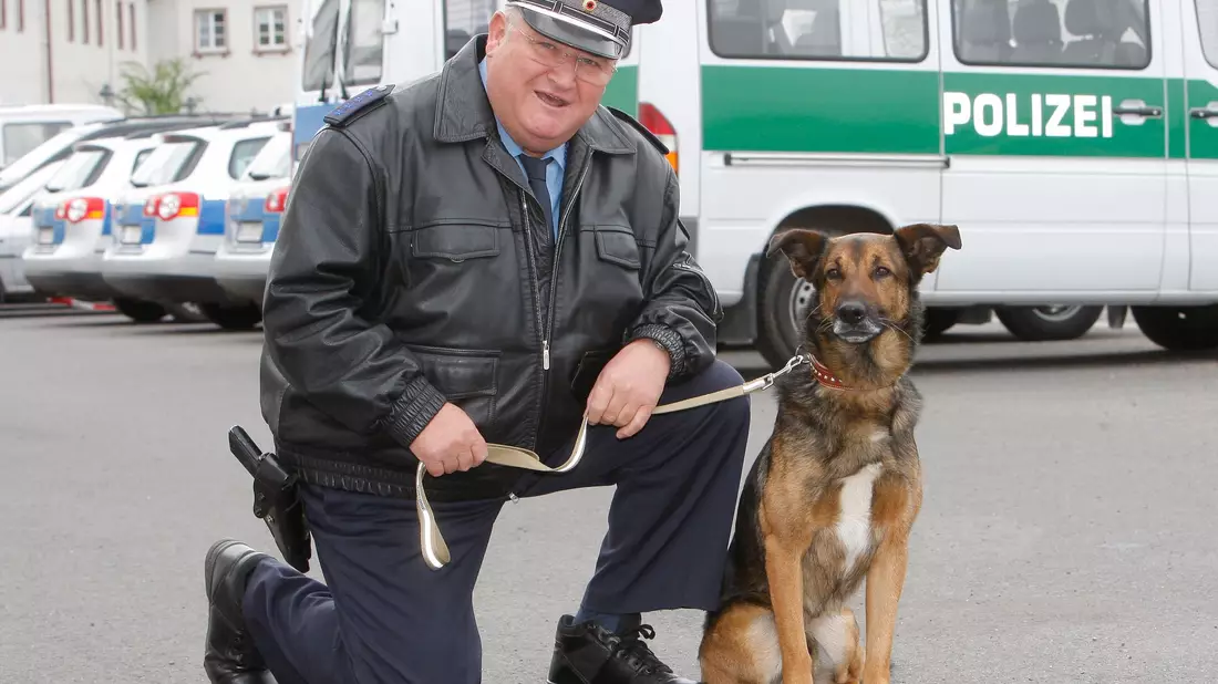 Schauspieler Horst Krause im Einsatz mit Hund. - Bild: Nestor Bachmann/dpa-Zentralbild/dpa
