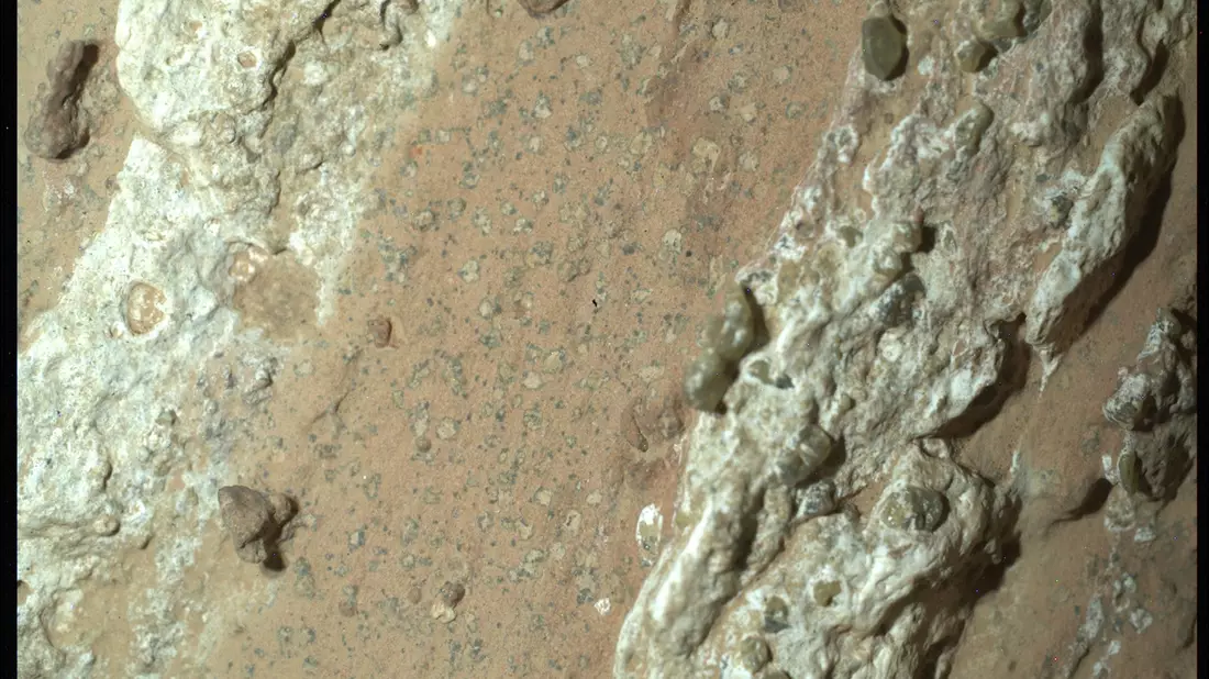 Eine vom Nasa-Rover «Perseverance» im vergangenen Jahr auf dem Mars entnommene Gesteinsprobe könnte nach Angaben der US-Raumfahrtbehörde möglicherweise Spuren von früherem mikrobiellen Leben enthalten. - Bild: ---/NASA/JPL-Caltech/MSSS/dpa