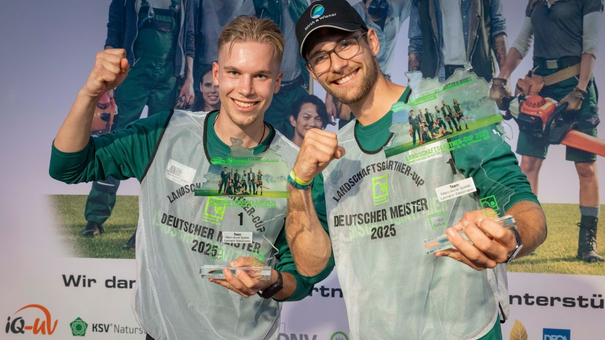 Landschaftsgärtner-Cup 2025: Marc-Aurel Spalek und Lennard Weitzmann (Sachsen) werden in Berlin Deutsche Meister - Foto: presseportal.de