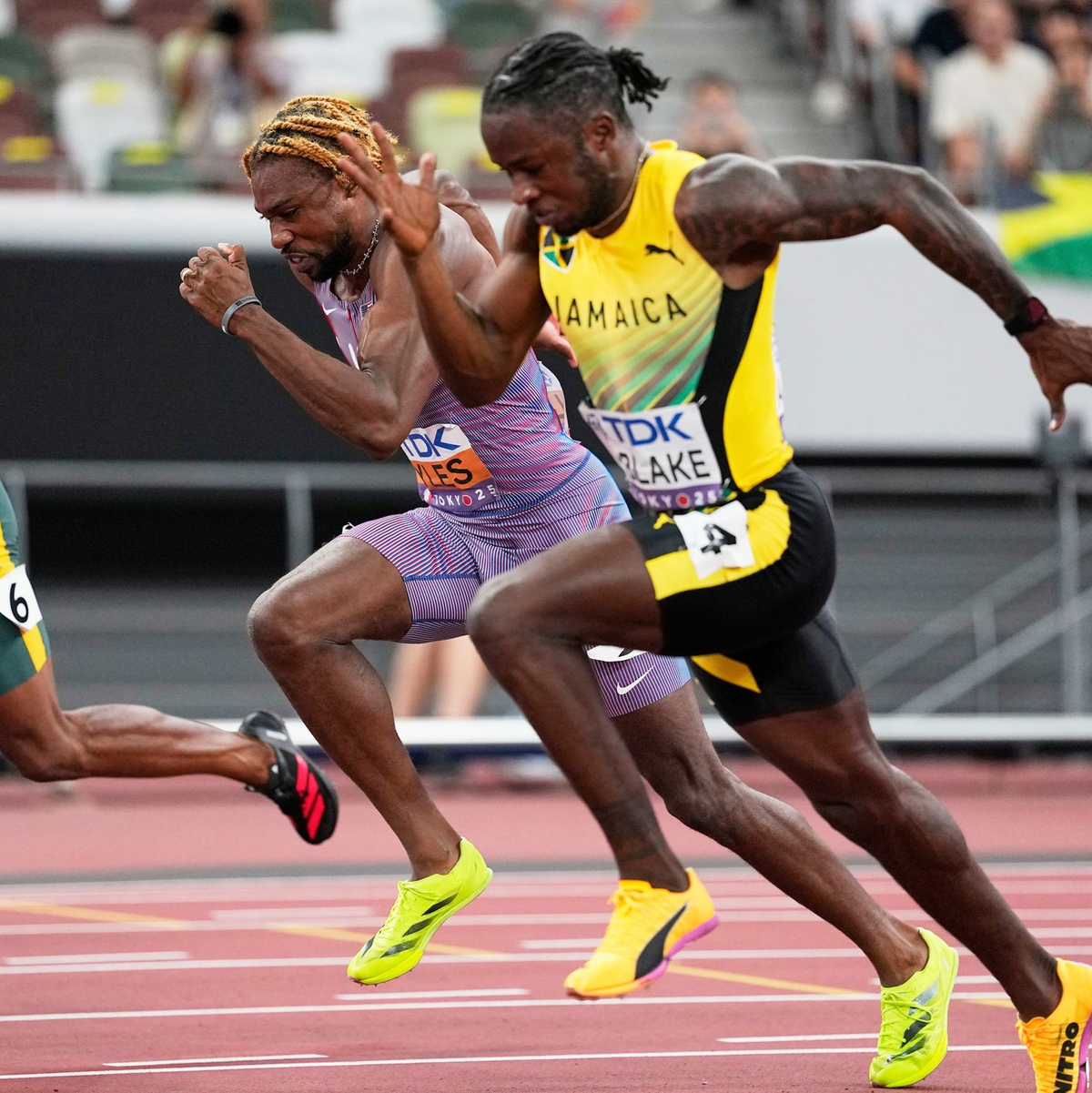 Wieder schnell, aber nicht der Beste: Olympiasieger Noah Lyles (m). - Foto: Matthias Schrader/AP/dpa