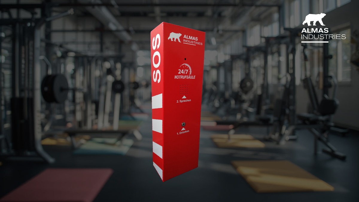 Sicherheit rund um die Uhr: die Notfallsäule von ALMAS INDUSTRIES für Sport- und Fitnessstudios - Foto: presseportal.de