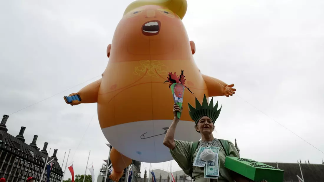 Schon beim ersten Staatsbesuch Trumps gab es Proteste. (Archivbild) - Bild: Matt Dunham/AP/dpa