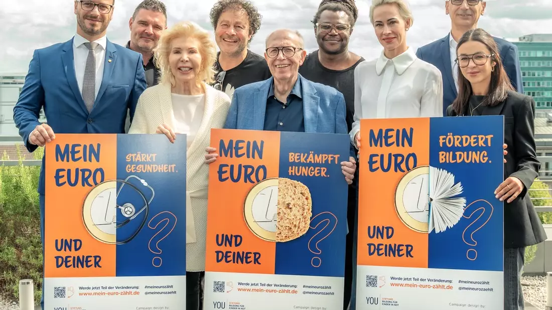 MEIN EURO ZÄHLT: Die YOU-Stiftung von Dr. h.c. Ute-Henriette Ohoven startet deutschlandweite Spendenkampagne mit Rainer Calmund und der Düsseldorfer Agentur Rheinschurken - Bild: presseportal.de