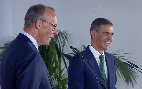 Friedrich Merz und Pedro Sánchez am 18.09.2025 - Foto: über dts Nachrichtenagentur