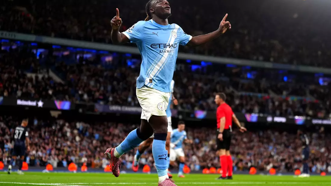 Jeremy Doku traf nach einem schönen Dribbling für Manchester City - Bild: Mike Egerton/PA Wire/dpa