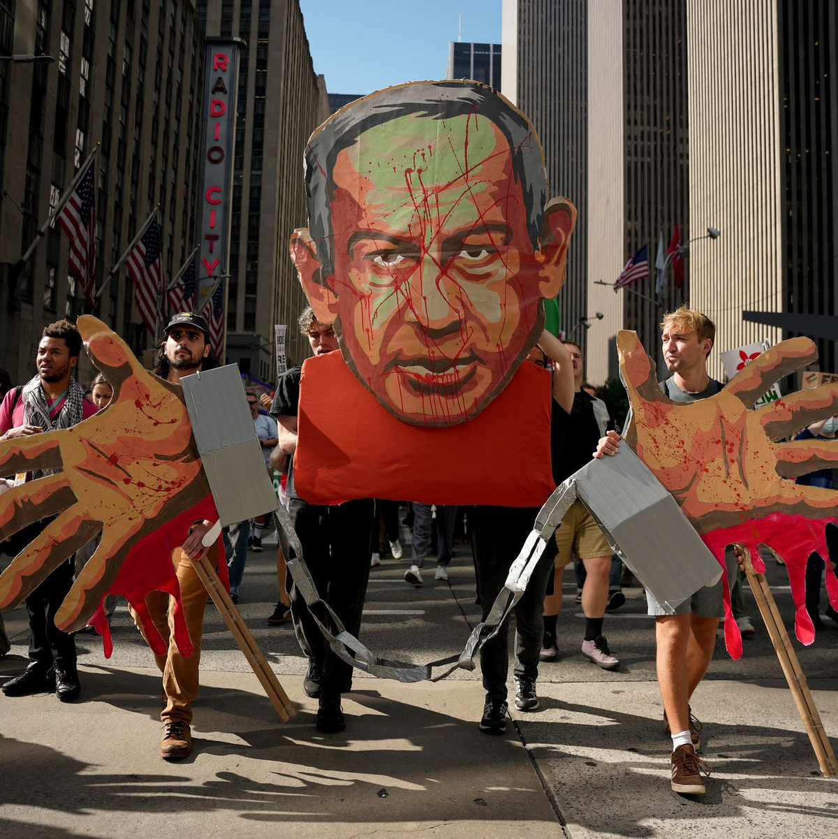 Netanjahus Rede bei den UN wurde von Protesten begleitet. - Foto: Angelina Katsanis/FR172095 AP/dpa
