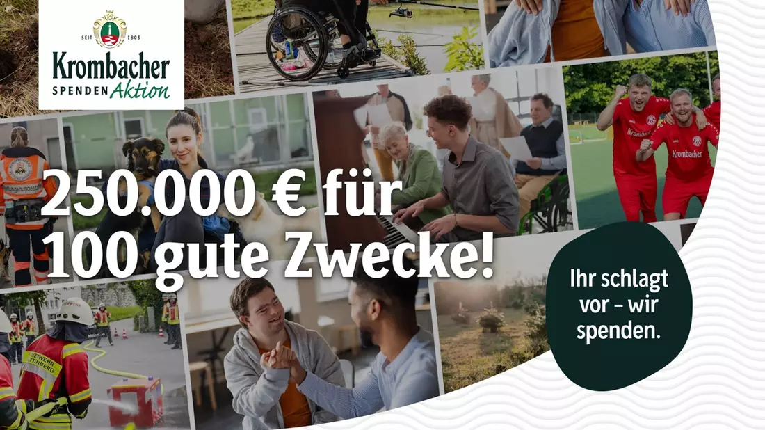 250.000 Euro für 100 gute Zwecke: Die Krombacher Spendenaktion startet - jetzt Vorschläge einreichen - Bild: presseportal.de