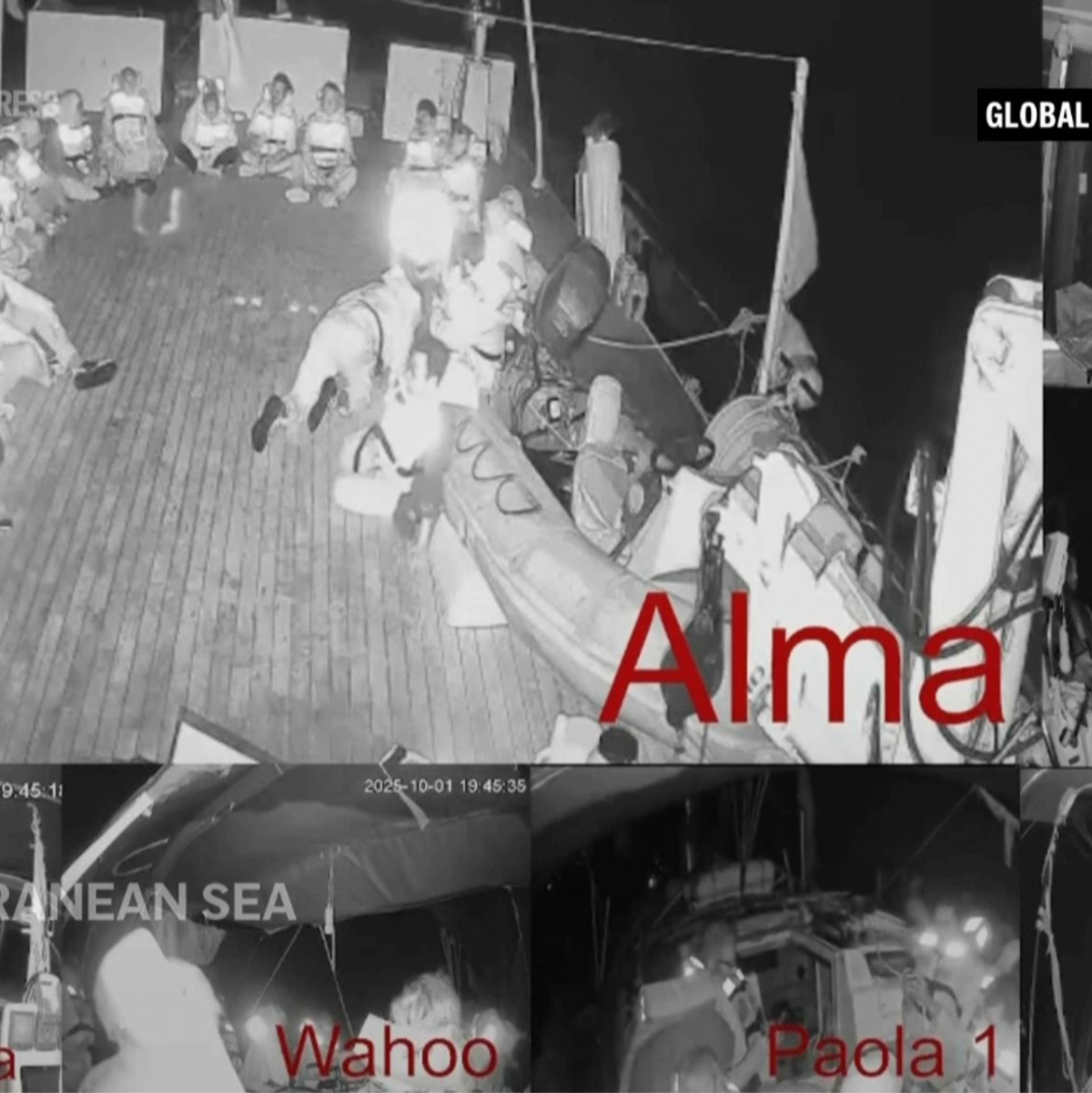 Israels Kriegsmarine hat die Gaza-Flottille gestoppt, bevor sie mit ihren Hilfsgütern den umkämpften Gazastreifen erreichen konnte.  - Foto: -/Global Sumud Flottilla/AP/dpa