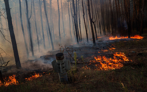 Abgebrannte Wälder, dazu Abgase von Militärfahrzeugen: Auch für das Klima ist der russische Angriffskrieg gegen die Ukraine eine Katastrophe. (Symbolbild) - Foto: Evgeniy Maloletka/AP/dpa