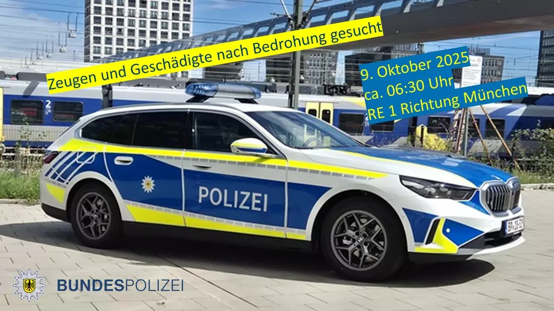 Bundespolizeidirektion München: Bedrohung im Regionalexpress / Bundespolizei bittet Geschädigte und Zeugen um Hinweise - Bild: presseportal.de