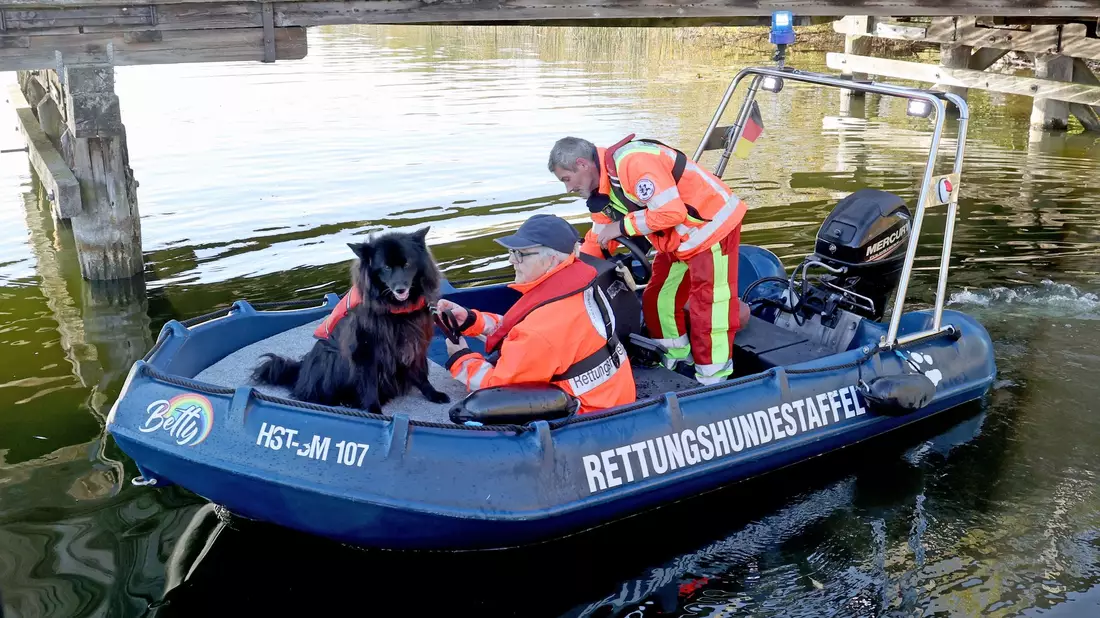 Leichensuchhunde haben laut Polizei auf dem Inselsee am Stadtrand von Güstrow angeschlagen. Nun sollen Taucher klären, ob der seit Freitag verschwundene Achtjährige möglicherweise am Grund des Sees liegt. - Bild: Bernd Wüstneck/dpa