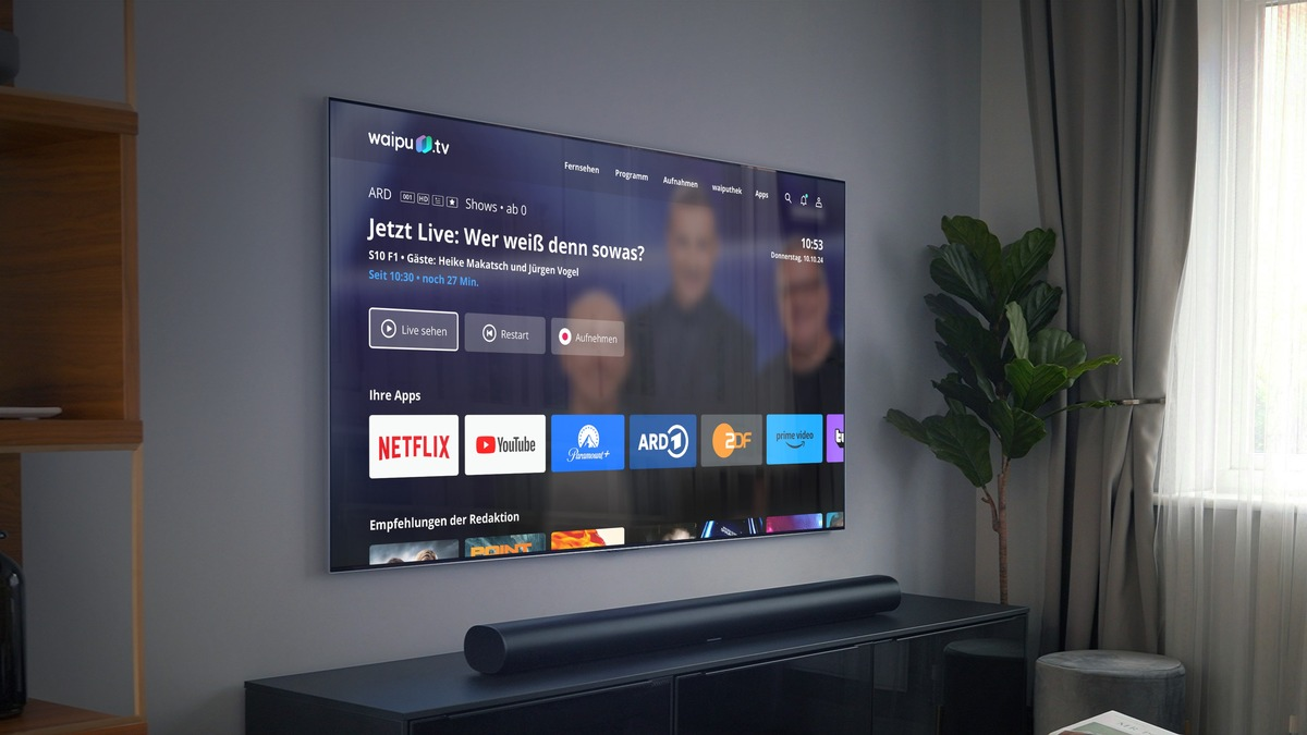 IPTV zum Einstiegspreis: waipu.tv macht Schluss mit Kabel- und Satellitenfernsehen/ Fachpresse urteilt: 