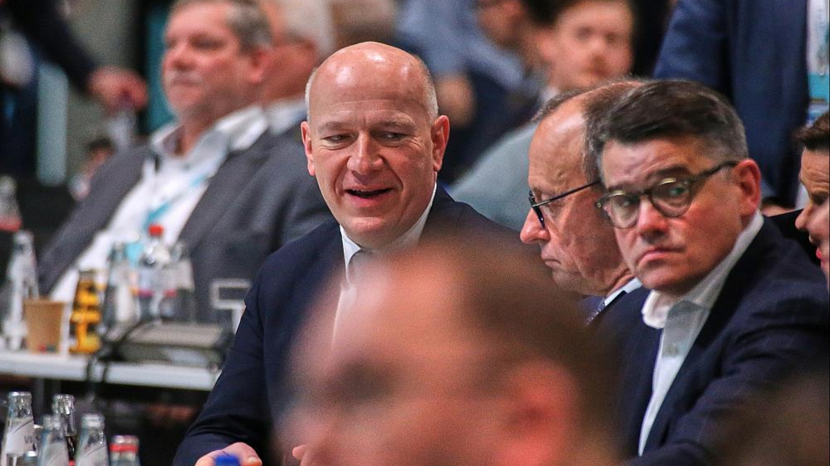 Kai Wegner, Friedrich Merz, Boris Rhein (Archiv) - Foto: über dts Nachrichtenagentur