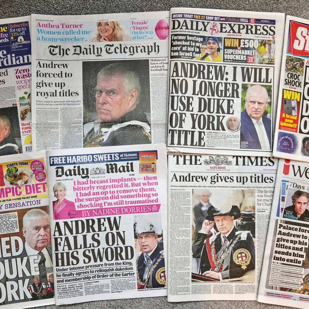 Die britischen Medien titeln allesamt mit der Bekanntgabe von Prinz Andrew. - Foto: Alastair Grant/AP/dpa