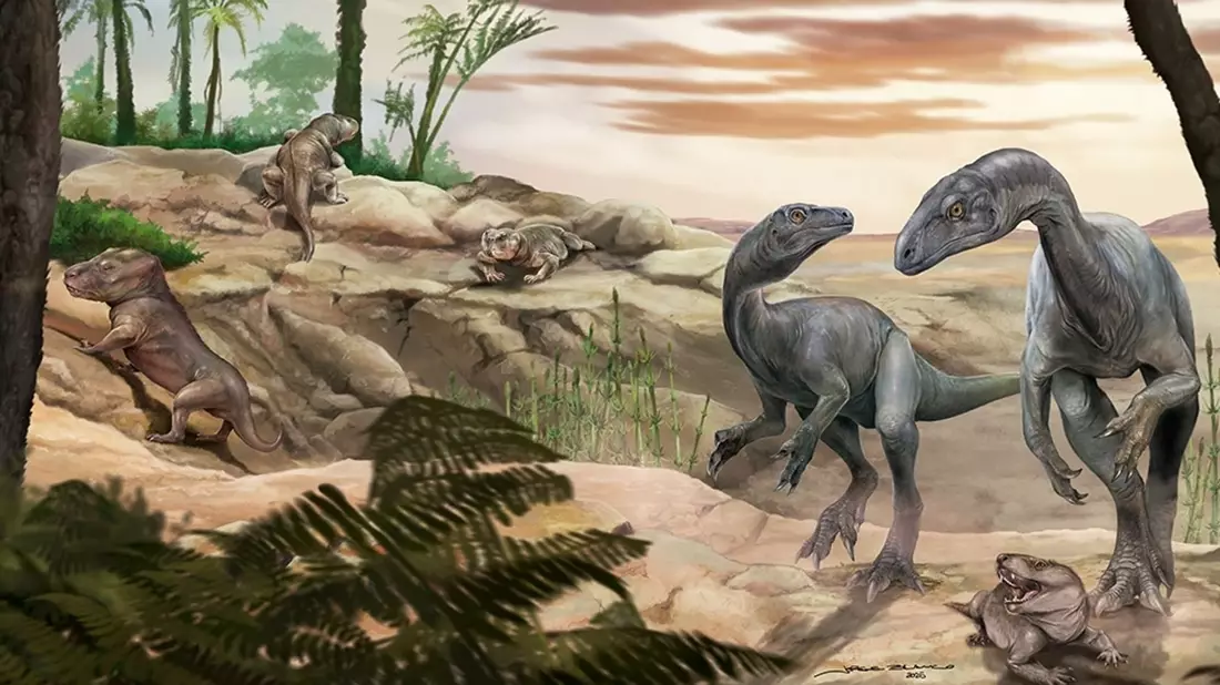 Künstlerische Darstellung des Dinosauriers Huayracursor jaguensis - Bild: Jorge Blanco/CONICET Argentina/dpa