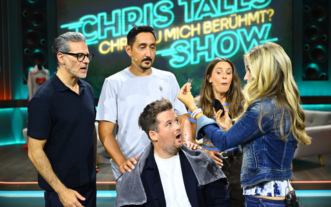 Rick Kavanian Eko Fresh Chris Tall Vanessa Mai Andrea Kaiser Chris du mich berühmt? - Foto: Joyn/Willi Weber, presseportal.de