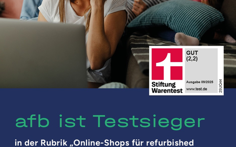 Stiftung Warentest: IT-Refurbisher afb social & green IT ist bester Online-Shop für refurbished Apple- und Windows-Laptops - Foto: presseportal.de