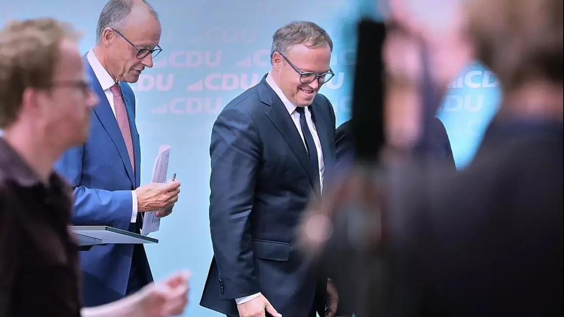 Friedrich Merz und Mario Voigt (Archiv) - Bild: über dts Nachrichtenagentur