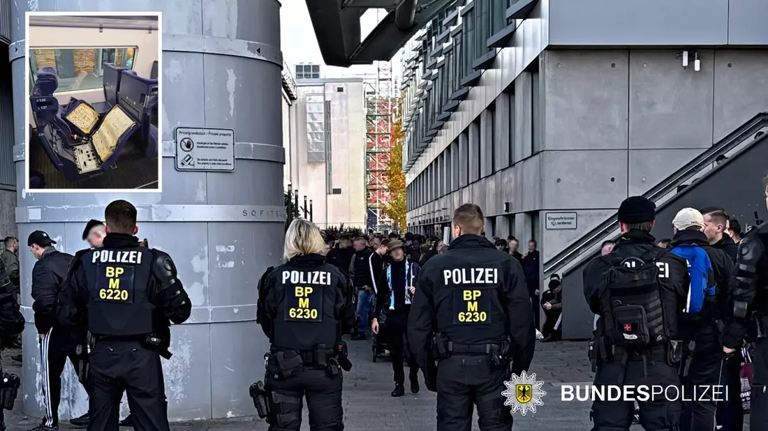 Bundespolizeidirektion München: Fußballfans ohne Ticket im ICE / Bundespolizei stellt 250 Identitäten fest - Bild: presseportal.de
