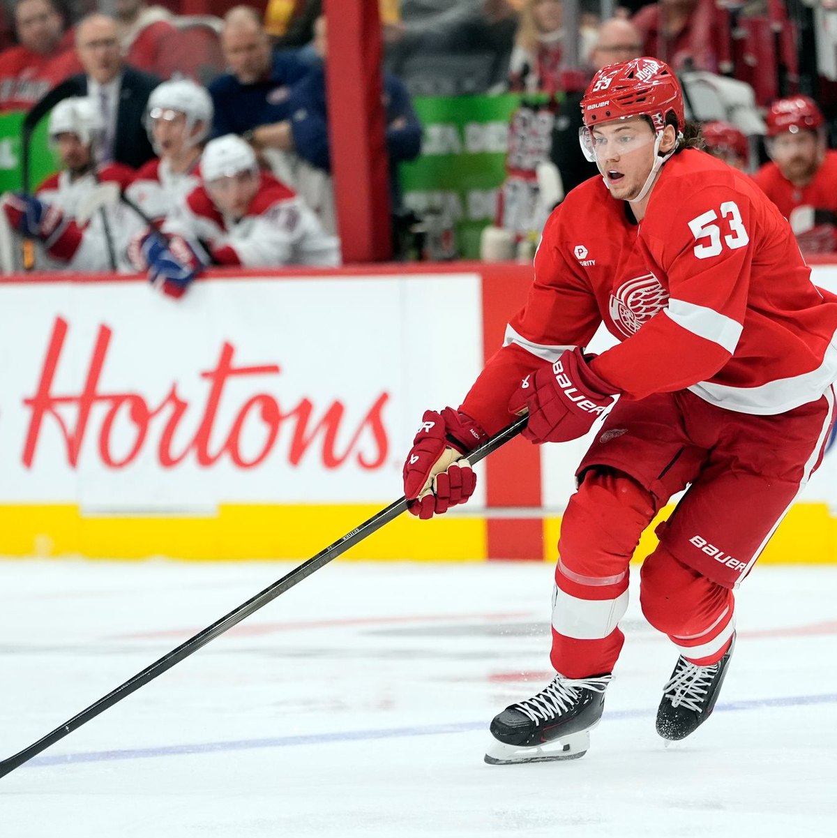 NHL-Star-Verteidiger Moritz Seider erwartet die beste deutsche Eishockey-Nationalmannschaft überhaupt bei Olympia - Foto: Carlos Osorio/AP/dpa