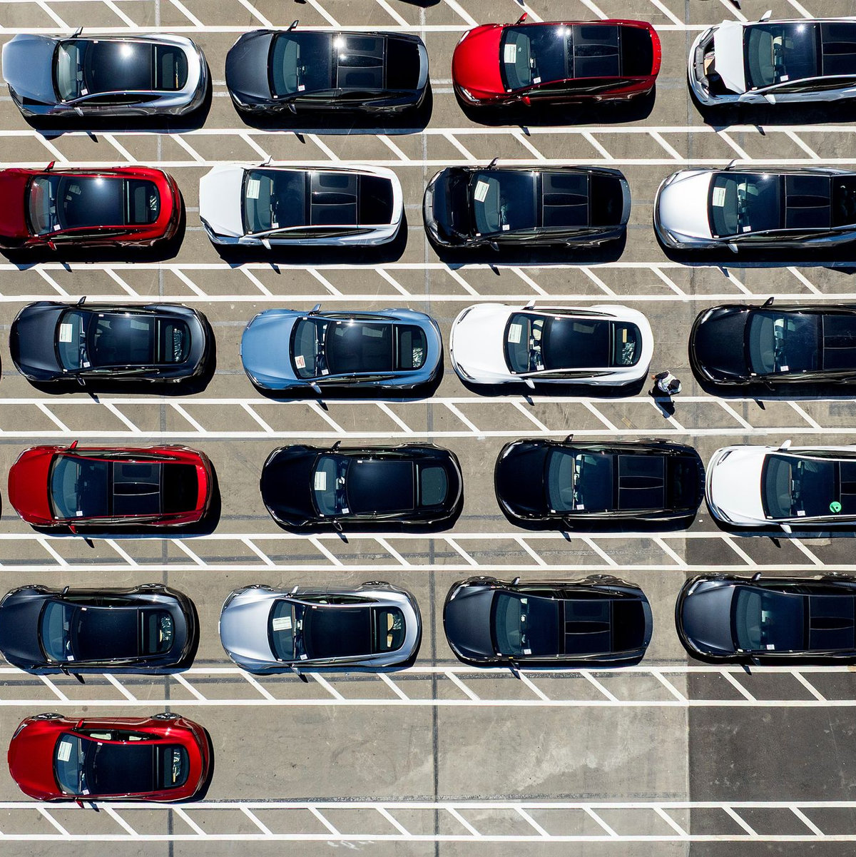 Tesla-Fahrzeuge stehen auf einem Firmengelände in Kalifornien. (Archivbild) - Foto: Noah Berger/FR34727 AP/AP/dpa