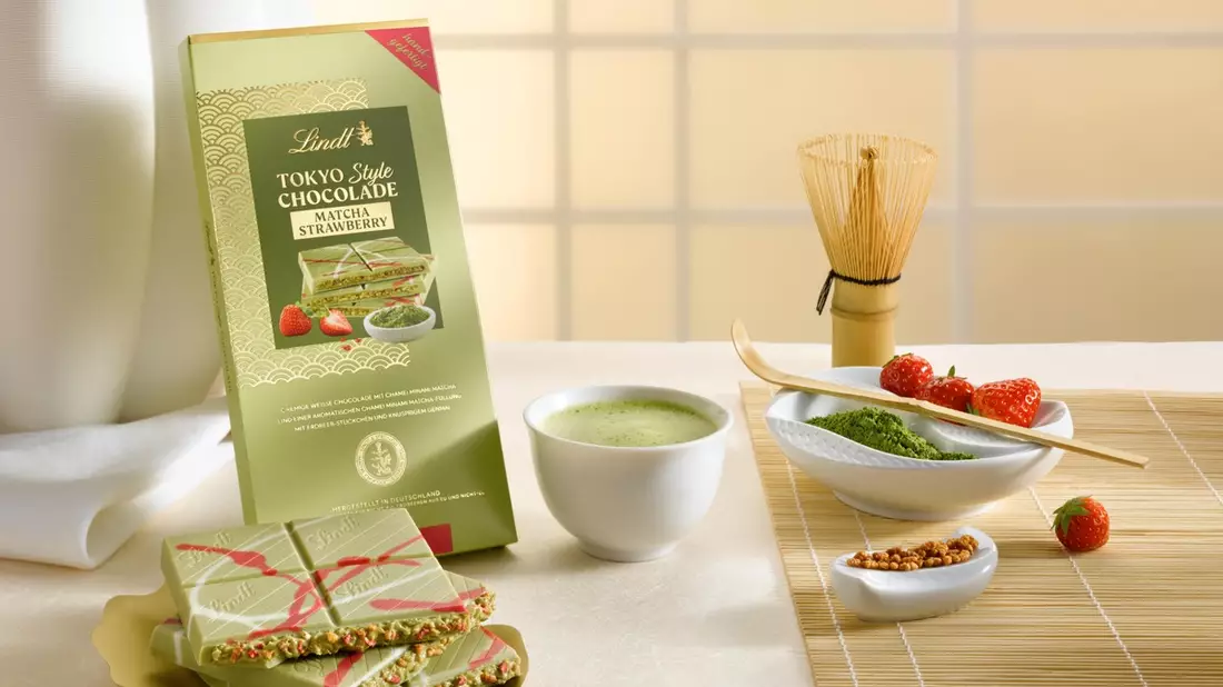 Ein Jahr nach der Lindt Dubai Style Chocolade kommt die Lindt Tokyo Style Chocolade: Matcha-Trend exklusiv neu interpretiert - Bild: presseportal.de